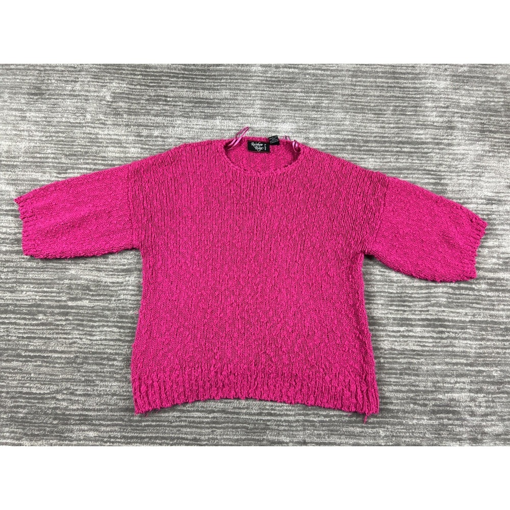 Rainbow Ridge Sweater‎ Womens 22W Pink Plus Short Sleeve Popcorn Knit Pullover